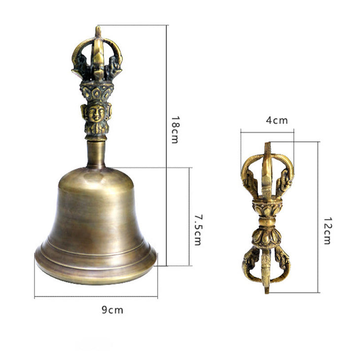 Ensemble de 2 Buddha Stones de méditation tibétaines faites à la main et de décorations en cuivre Vajra Dorje