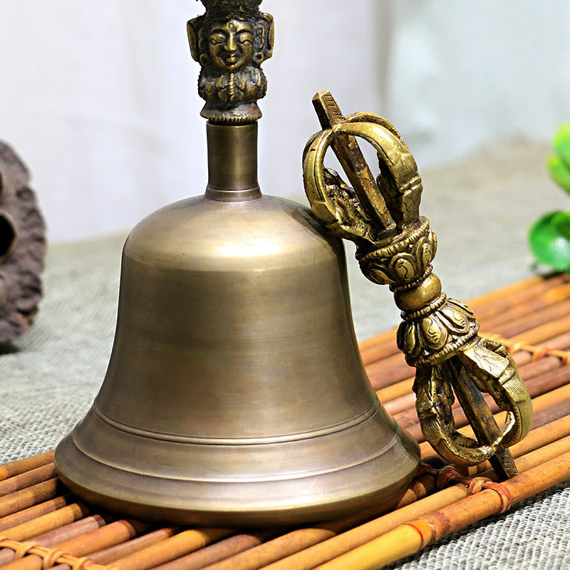 Ensemble de 2 Buddha Stones de méditation tibétaines faites à la main et de décorations en cuivre Vajra Dorje