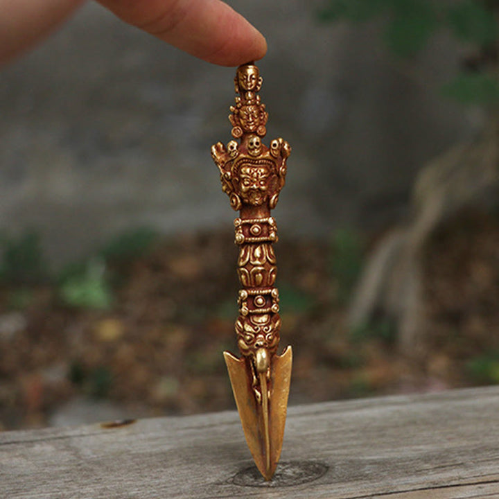 Buddha Stones faites à la main, petit Vajra Dorje du Népal, force, décoration en métal et cuivre