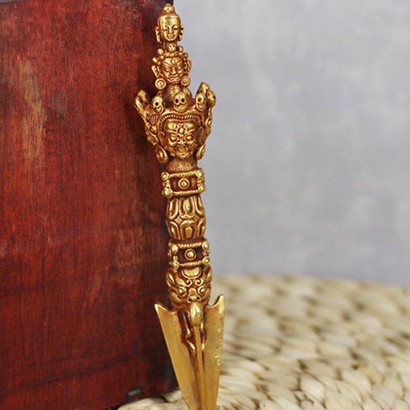 Buddha Stones faites à la main, petit Vajra Dorje du Népal, force, décoration en métal et cuivre