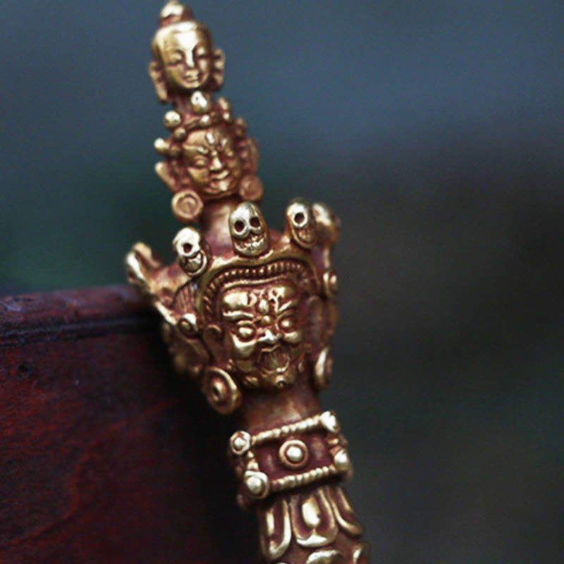 Buddha Stones faites à la main, petit Vajra Dorje du Népal, force, décoration en métal et cuivre