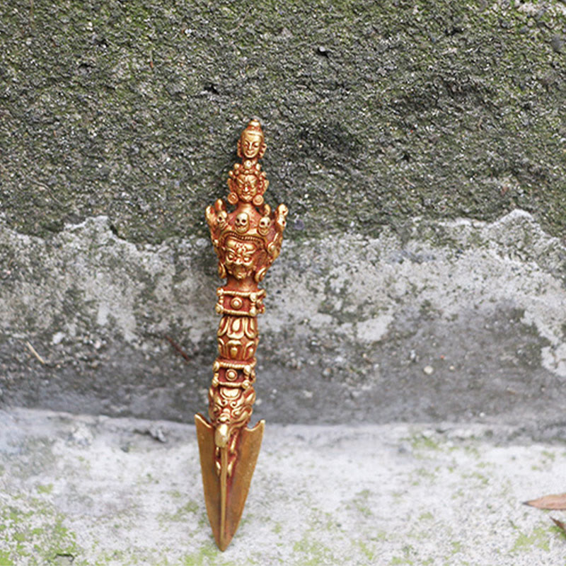 Buddha Stones faites à la main, petit Vajra Dorje du Népal, force, décoration en métal et cuivre
