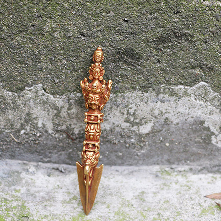 Buddha Stones faites à la main, petit Vajra Dorje du Népal, force, décoration en métal et cuivre