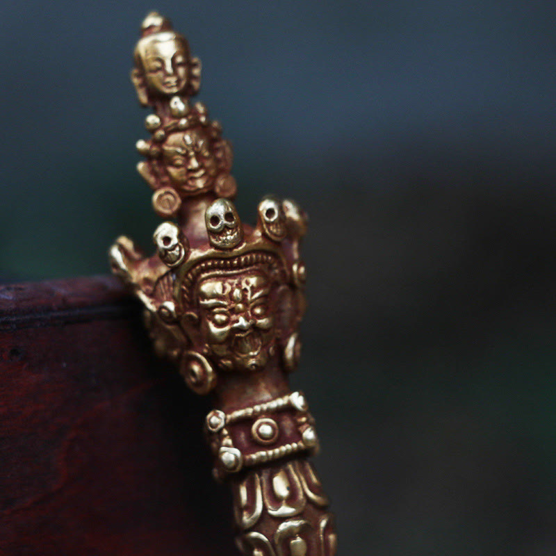 Buddha Stones faites à la main, petit Vajra Dorje du Népal, force, décoration en métal et cuivre