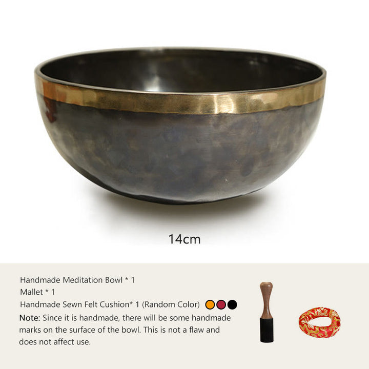 Buddha Stones Bol chantant népalais fait main, motif simple, pour la guérison et la méditation. Ensemble de bols sonores. - 5,51 po (14 CM) - image 1