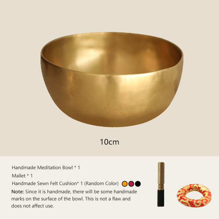 Buddha Stones Bol chantant doré népalais fait main, design simple, pour la guérison et la méditation. Ensemble de bols sonores - 3,94 po (10 CM) - image 1