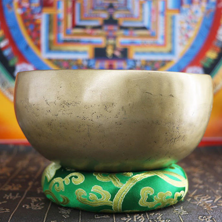 Buddha Stones Bol chantant doré népalais fait main, design simple, pour la guérison et la méditation. Ensemble de bols sonores - image 19