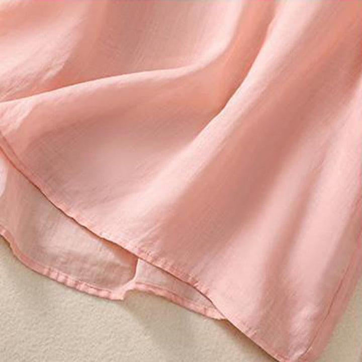 Chemise décontractée à manches mi-longues en coton et lin pour femme, motif Buddha Stones, broderie rétro, boutons grenouille - image 9