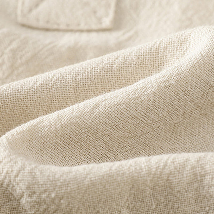 Buddha Stones d'été décontractée en coton et lin pour femme, couleur unie, demi-bouton, design simple, avec poche - image 4