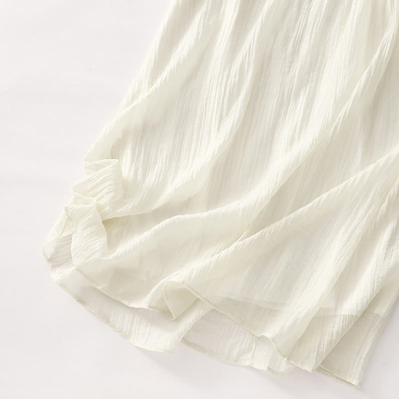 Robe mi-longue Buddha Stones d'été en coton et lin à manches courtes et broderies unies double épaisseur - image 19