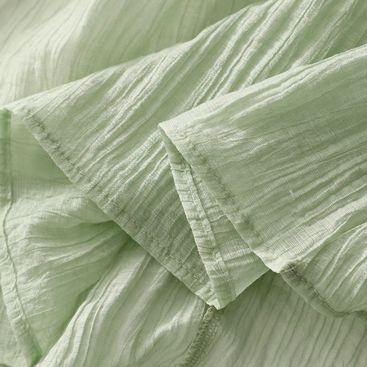 Robe mi-longue Buddha Stones d'été en coton et lin à manches courtes et broderies unies double épaisseur - image 6