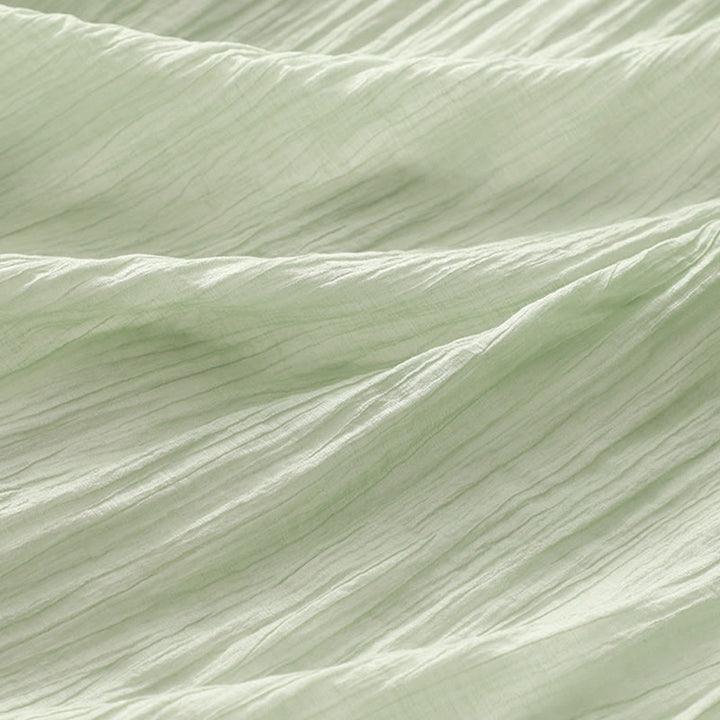 Robe mi-longue Buddha Stones d'été en coton et lin à manches courtes et broderies unies double épaisseur - image 5