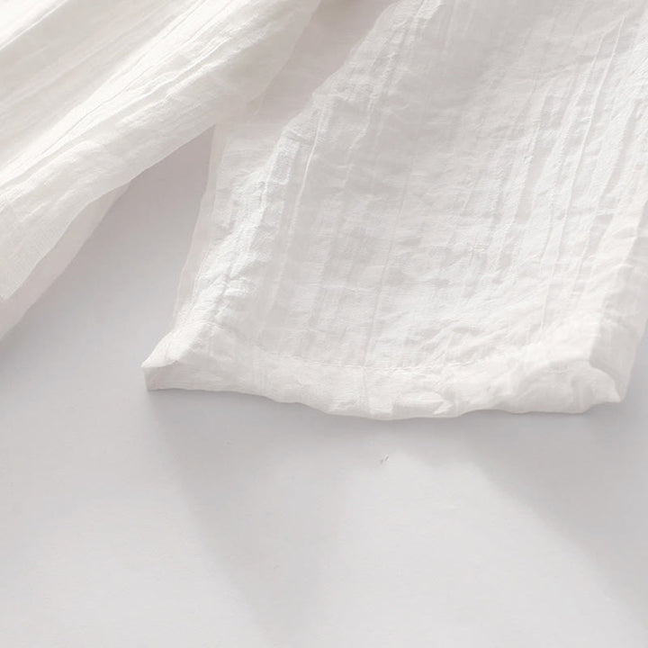 Robe mi-longue Buddha Stones d'été en coton et lin à manches courtes et broderies unies double épaisseur - image 26