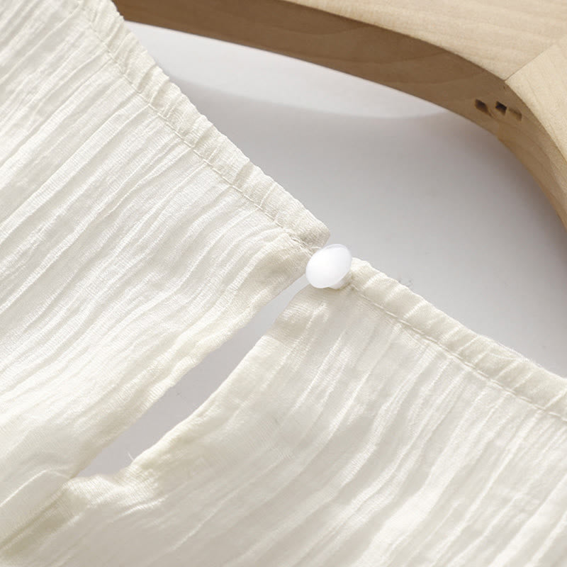 Robe mi-longue Buddha Stones d'été en coton et lin à manches courtes et broderies unies double épaisseur - image 15