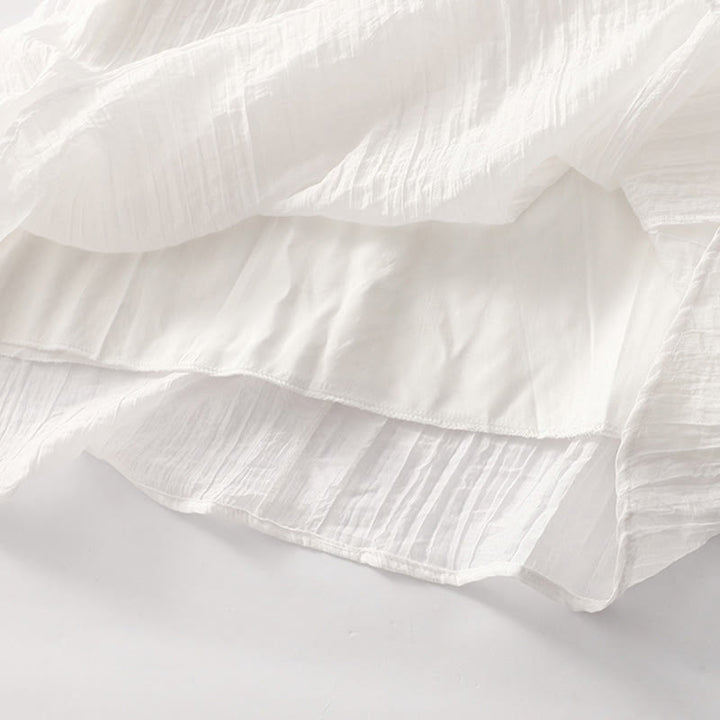 Robe mi-longue Buddha Stones d'été en coton et lin à manches courtes et broderies unies double épaisseur - image 29