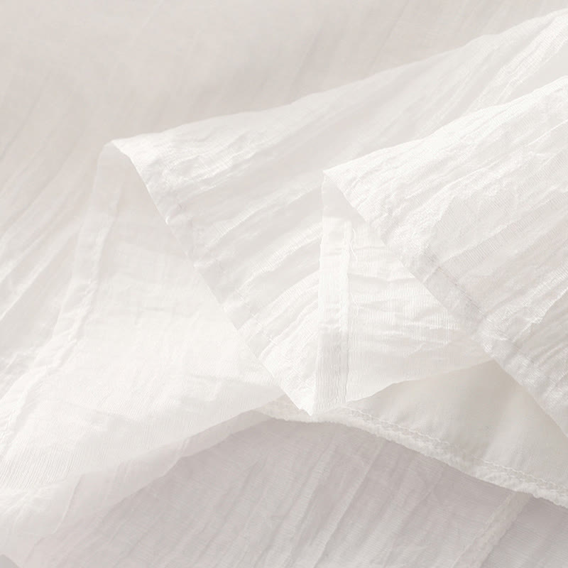 Robe mi-longue Buddha Stones d'été en coton et lin à manches courtes et broderies unies double épaisseur - image 28