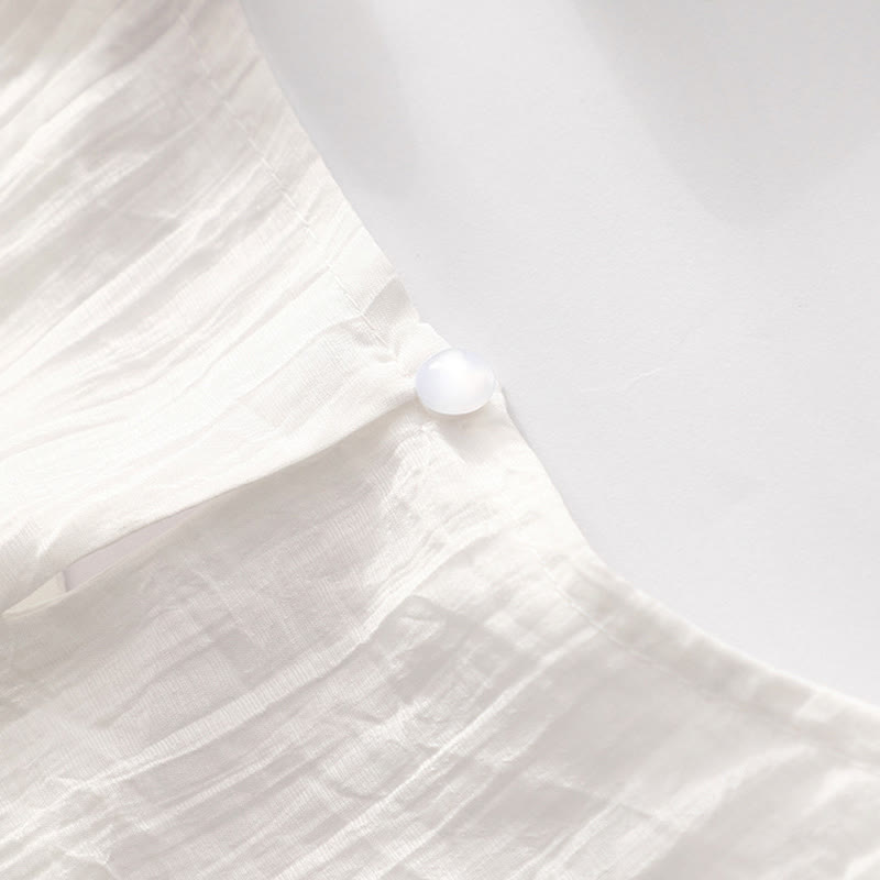 Robe mi-longue Buddha Stones d'été en coton et lin à manches courtes et broderies unies double épaisseur - image 25