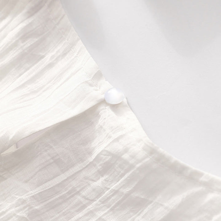 Robe mi-longue Buddha Stones d'été en coton et lin à manches courtes et broderies unies double épaisseur - image 25