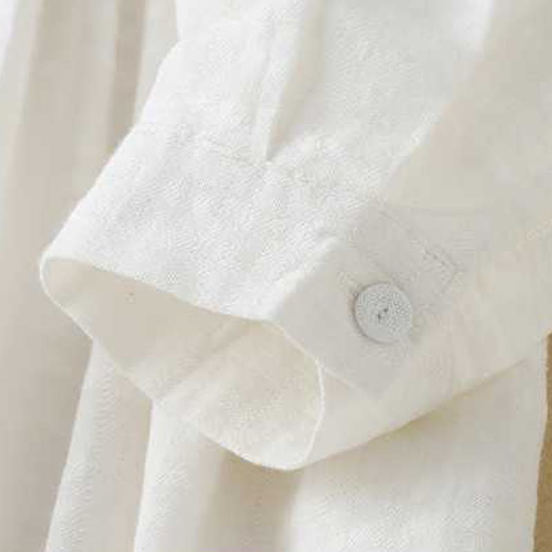 Robe mi-longue rétro en coton et lin à manches longues et poches, avec cordon de serrage et boutons grenouille, motif Buddha Stones - image 12