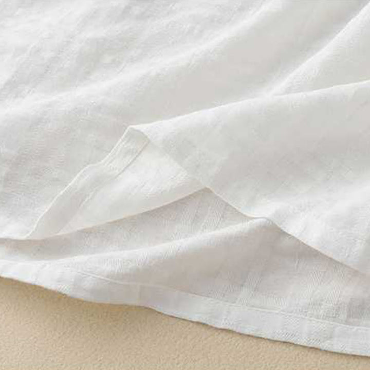 Robe mi-longue rétro en coton et lin à manches longues et poches, avec cordon de serrage et boutons grenouille, motif Buddha Stones - image 16