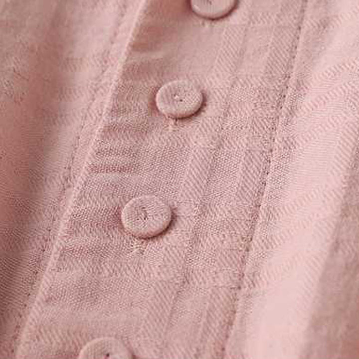 Robe mi-longue rétro en coton et lin à manches longues et poches, avec cordon de serrage et boutons grenouille, motif Buddha Stones - image 21