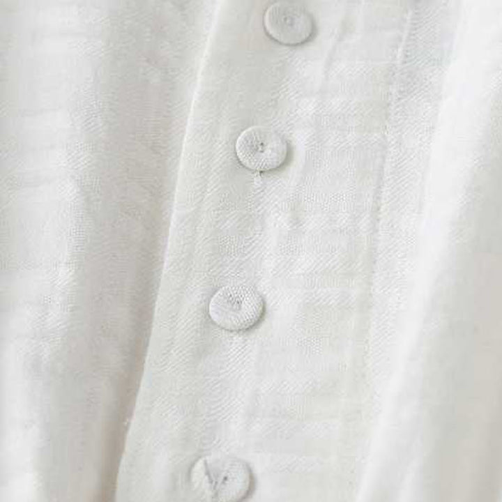 Robe mi-longue rétro en coton et lin à manches longues et poches, avec cordon de serrage et boutons grenouille, motif Buddha Stones - image 11