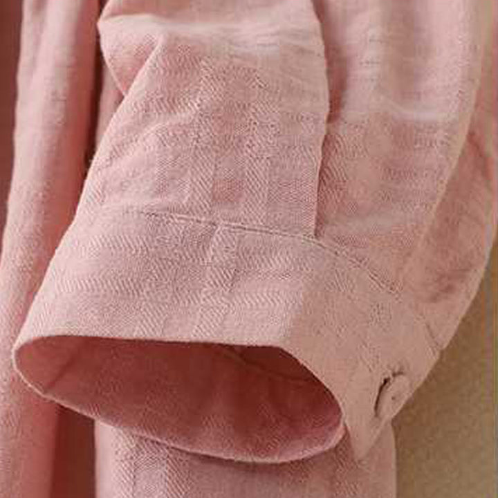 Robe mi-longue rétro en coton et lin à manches longues et poches, avec cordon de serrage et boutons grenouille, motif Buddha Stones - image 22