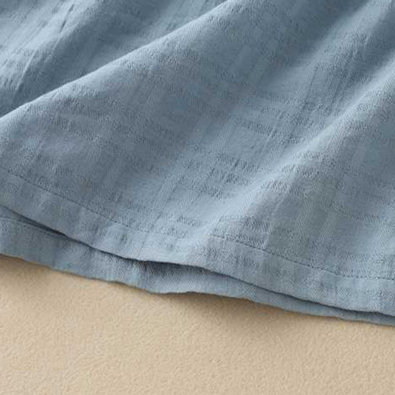 Robe mi-longue rétro en coton et lin à manches longues et poches, avec cordon de serrage et boutons grenouille, motif Buddha Stones - image 5