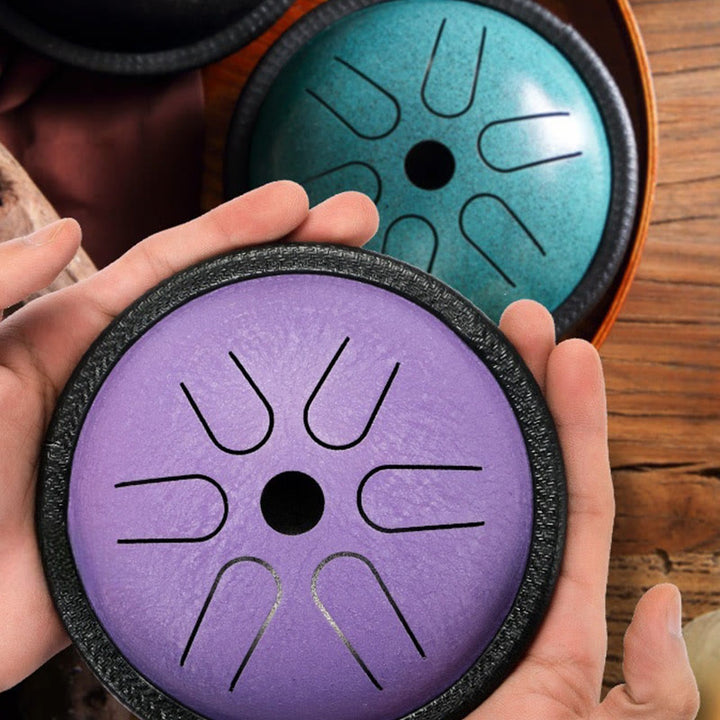 Buddha Stones Tambour à langue en acier, kit de batterie pour méditation et yoga, 6 notes, 5,5 pouces