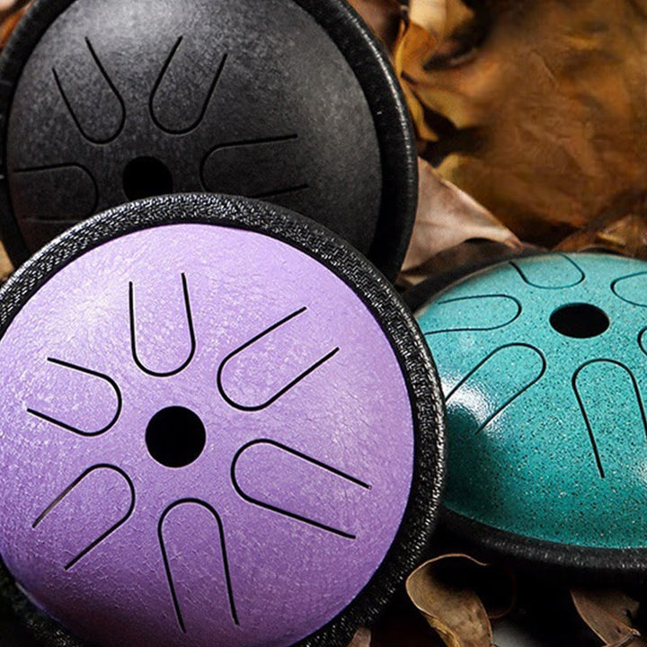 Buddha Stones Tambour à langue en acier, kit de batterie pour méditation et yoga, 6 notes, 5,5 pouces