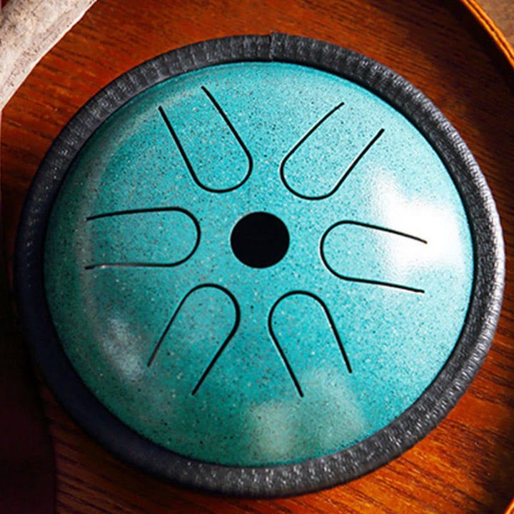 Buddha Stones Tambour à langue en acier, kit de batterie pour méditation et yoga, 6 notes, 5,5 pouces