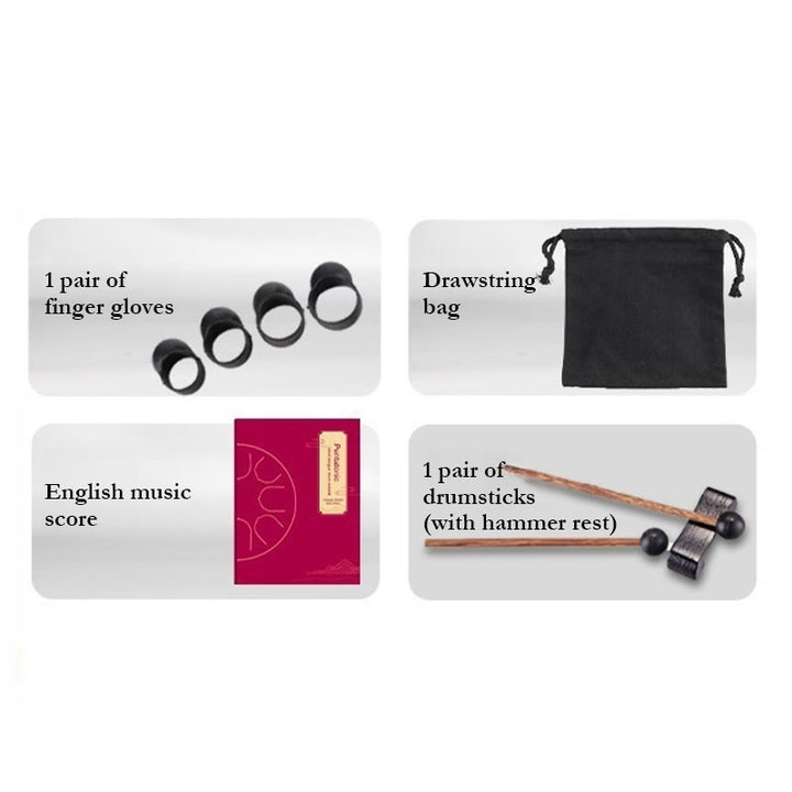 Buddha Stones Tambour à langue en acier, kit de batterie pour méditation et yoga, 6 notes, 5,5 pouces