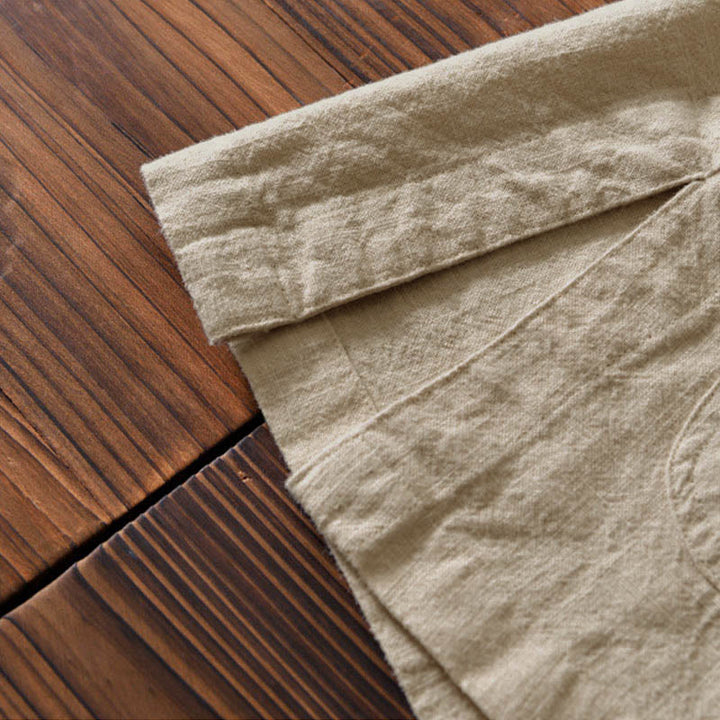 Costume chinois Tang en coton et lin avec boutons de grenouille et Buddha Stones , veste et chemise avec poches pour homme - image 26