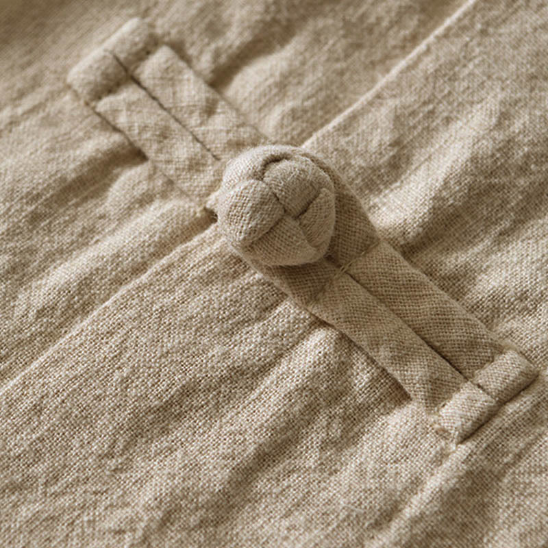 Chemise homme en coton et lin, style Tang, avec poches, à boutons grenouille et motifs de Buddha Stones - image 25