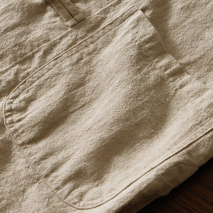 Chemise homme en coton et lin, style Tang, avec poches, à boutons grenouille et motifs de Buddha Stones - image 28