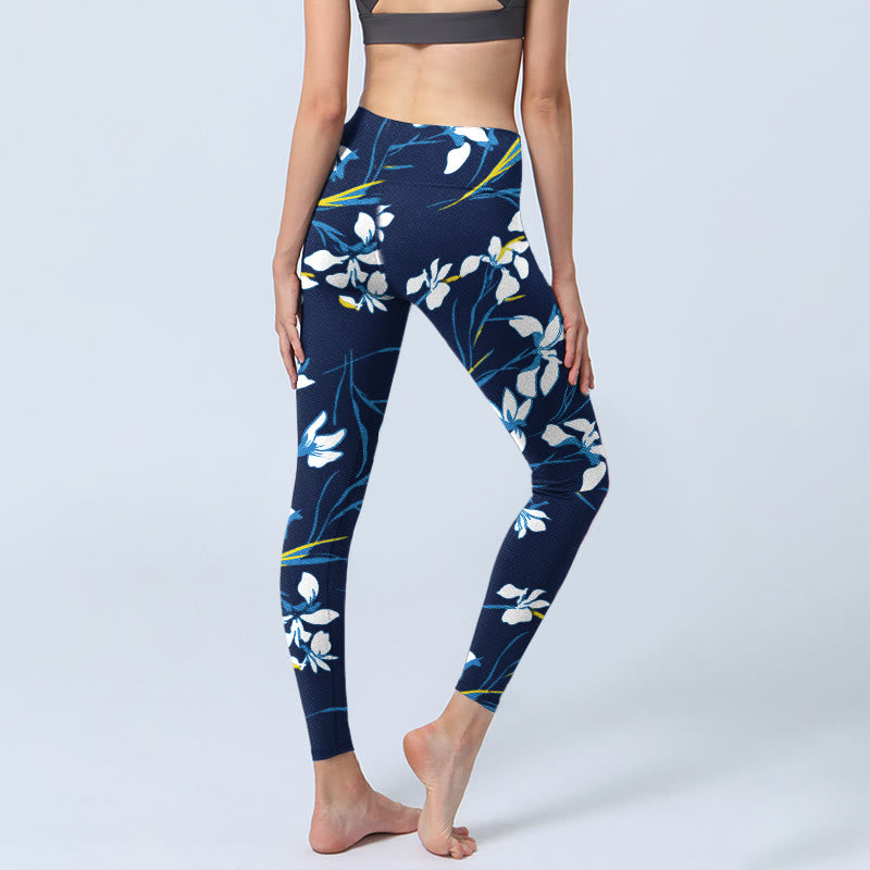 Leggings de sport imprimés Buddha Stones et feuilles blanches pour femme, pantalon de yoga - image 4