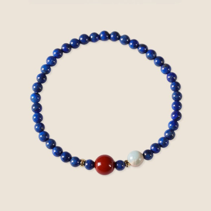 Bracelet positif en perles ultra-fines de lazurite, lapis-lazuli et agate, composé de petites Buddha Stones de positivité - image 9