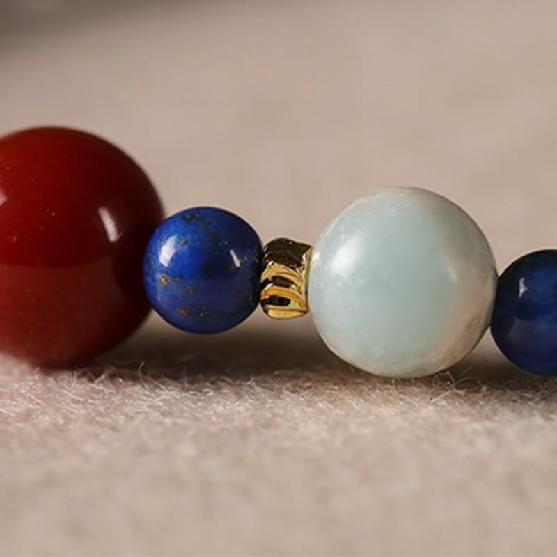 Bracelet positif en perles ultra-fines de lazurite, lapis-lazuli et agate, composé de petites Buddha Stones de positivité - image 13
