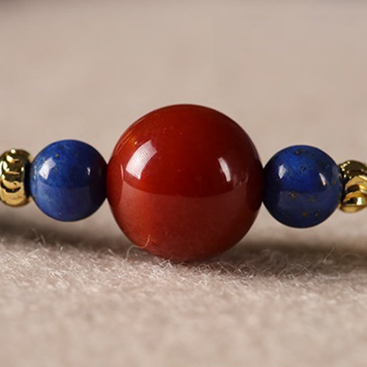 Bracelet positif en perles ultra-fines de lazurite, lapis-lazuli et agate, composé de petites Buddha Stones de positivité - image 12