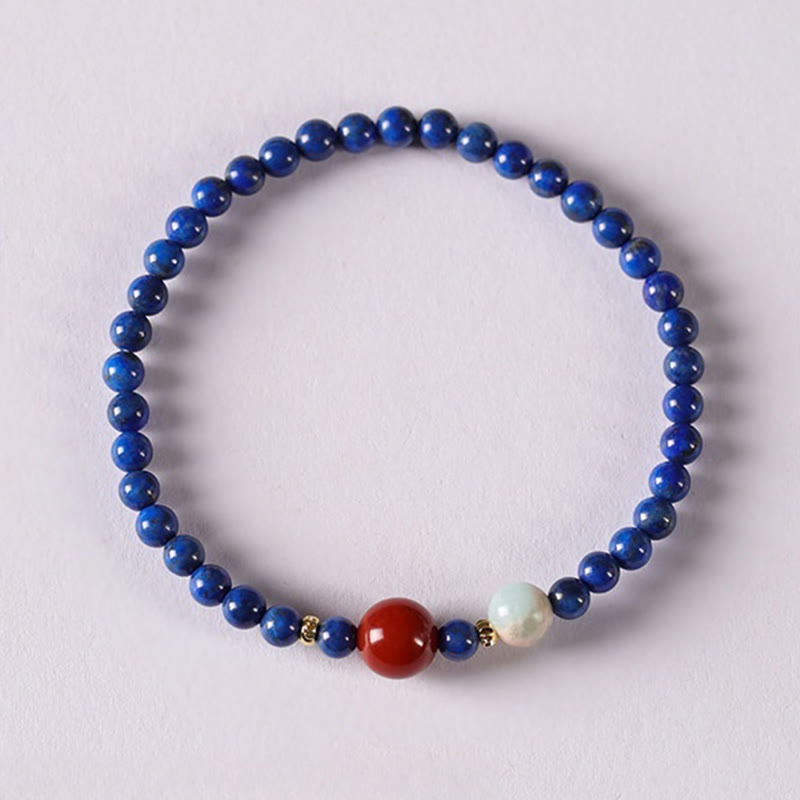 Bracelet positif en perles ultra-fines de lazurite, lapis-lazuli et agate, composé de petites Buddha Stones de positivité - image 11