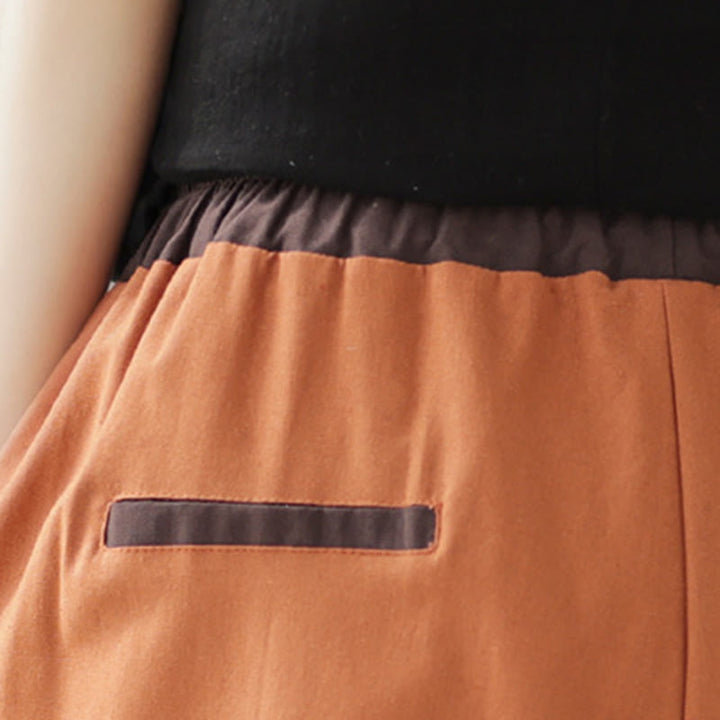 Pantalon Buddha Stones décontracté en coton et lin pour femme, couleur unie, patchwork, avec ceinture élastique et poches, style printemps - image 13