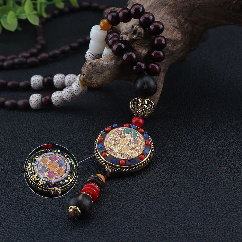Buddha Stones tibétaines, perles en bois faites à la main, Om Mani Padme Hum Samantabhadra Bodhisattva, pendentif de collier de pureté - image 5