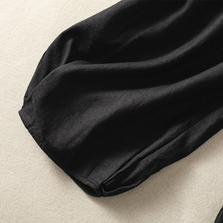 Pantalon sarouel décontracté en coton et lin avec broderie Buddha Stones pour femme, longueur 7-8, avec poches - image 34