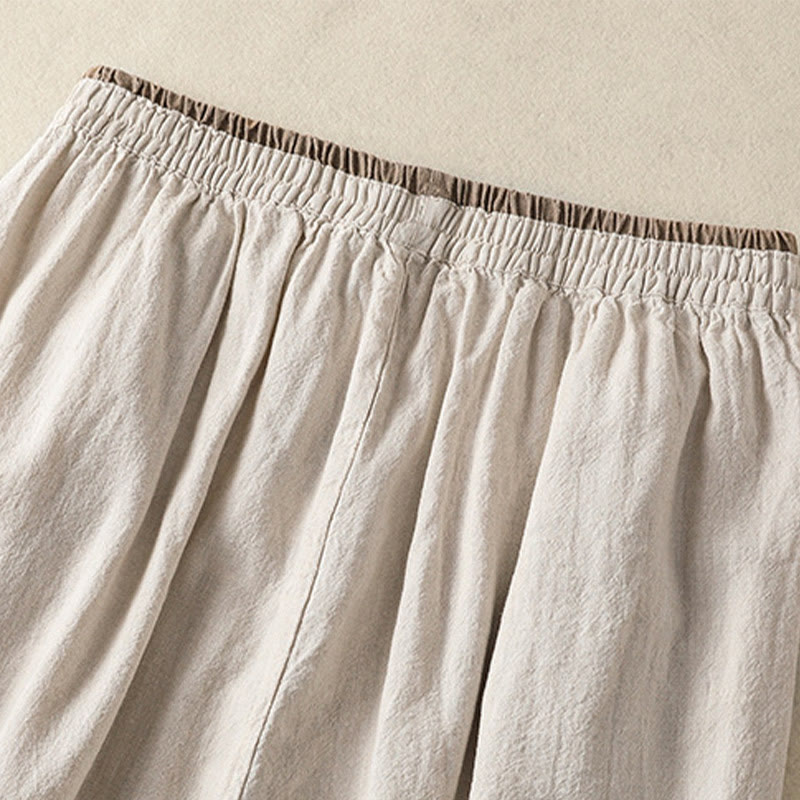 Pantalon sarouel décontracté en coton et lin avec broderie Buddha Stones pour femme, longueur 7-8, avec poches - image 10