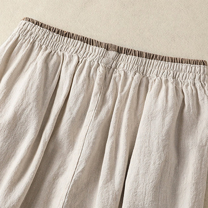 Pantalon sarouel décontracté en coton et lin avec broderie Buddha Stones pour femme, longueur 7-8, avec poches - image 10