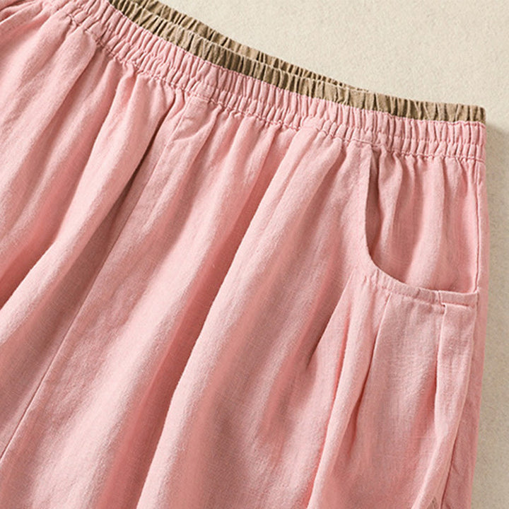 Pantalon sarouel décontracté en coton et lin avec broderie Buddha Stones pour femme, longueur 7-8, avec poches - image 18