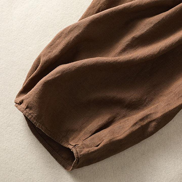 Pantalon sarouel décontracté en coton et lin avec broderie Buddha Stones pour femme, longueur 7-8, avec poches - image 28