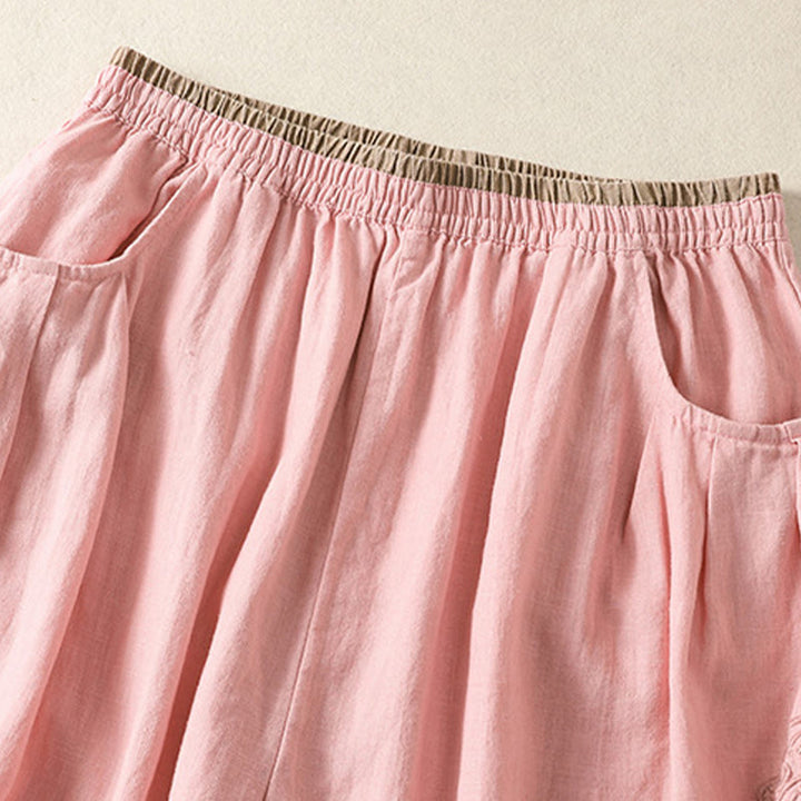 Pantalon sarouel décontracté en coton et lin avec broderie Buddha Stones pour femme, longueur 7-8, avec poches - image 19