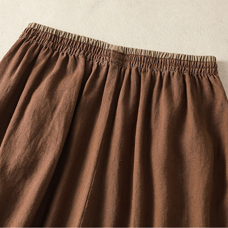 Pantalon sarouel décontracté en coton et lin avec broderie Buddha Stones pour femme, longueur 7-8, avec poches - image 25