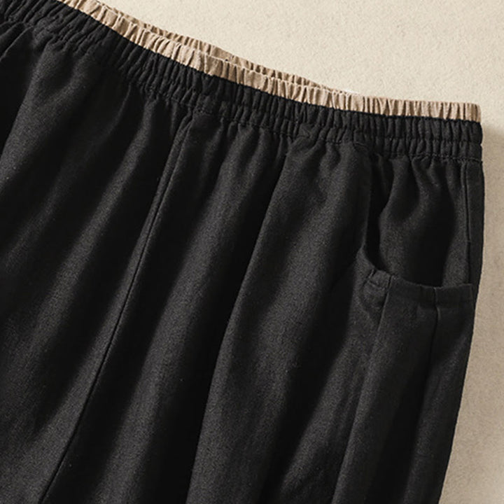 Pantalon sarouel décontracté en coton et lin avec broderie Buddha Stones pour femme, longueur 7-8, avec poches - image 32